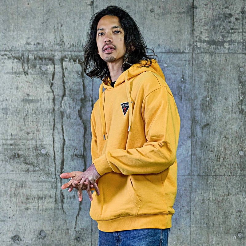 GUESS【ゲス】デザインロゴ刺繍長袖プルオーバーパーカー/全4色 