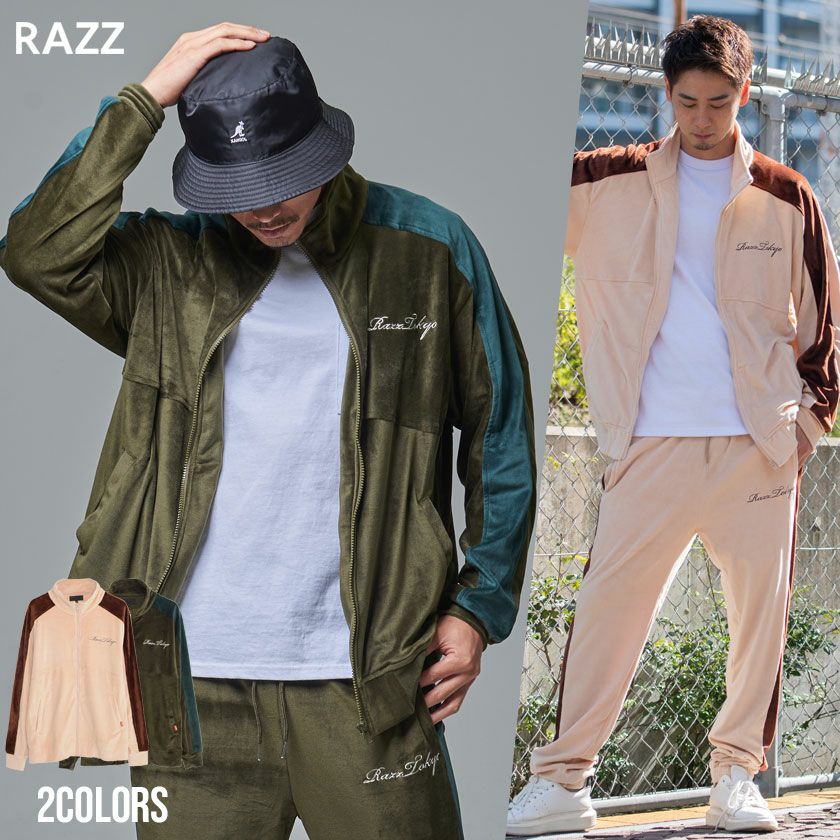 SALE】RAZZIS【ラズ】ロゴ刺繍ベロアハイネックトレーナー/全2色