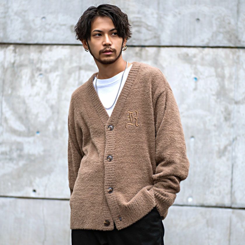 SALE】GRAZZIS【ラズ】 Rロゴ刺繍フェザーヤーンカーディガン/全1色