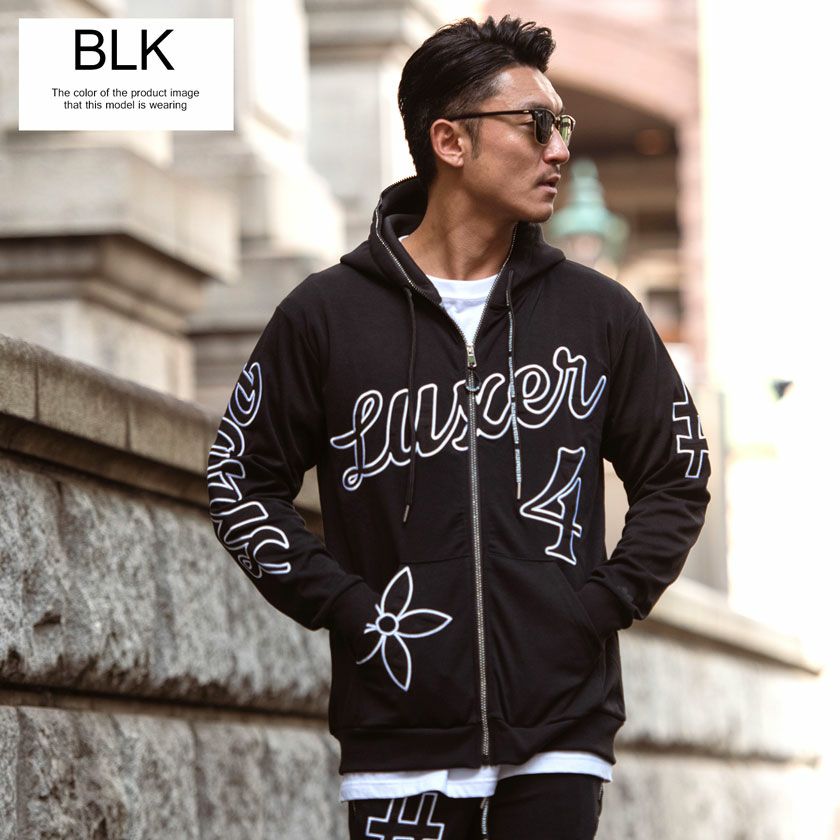 LUXE/R【ラグジュ】ふくれジャガード貼り付けZIP長袖パーカー/全3色