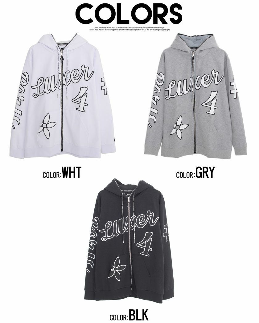LUXE/R【ラグジュ】ふくれジャガード貼り付けZIP長袖パーカー/全3色