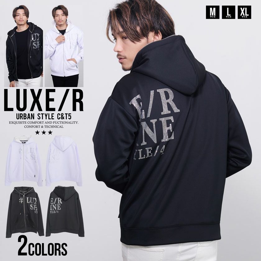 LUXE/R【ラグジュ】ラインストーンロゴZIPパーカー 長袖/全2色パーカー