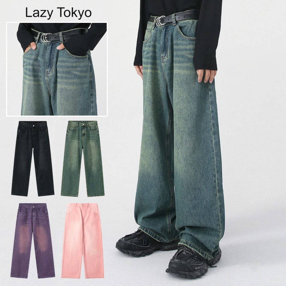Lazy Tokyo【レイジートウキョウ】ヴィンテージカラーデニムパンツ/全4