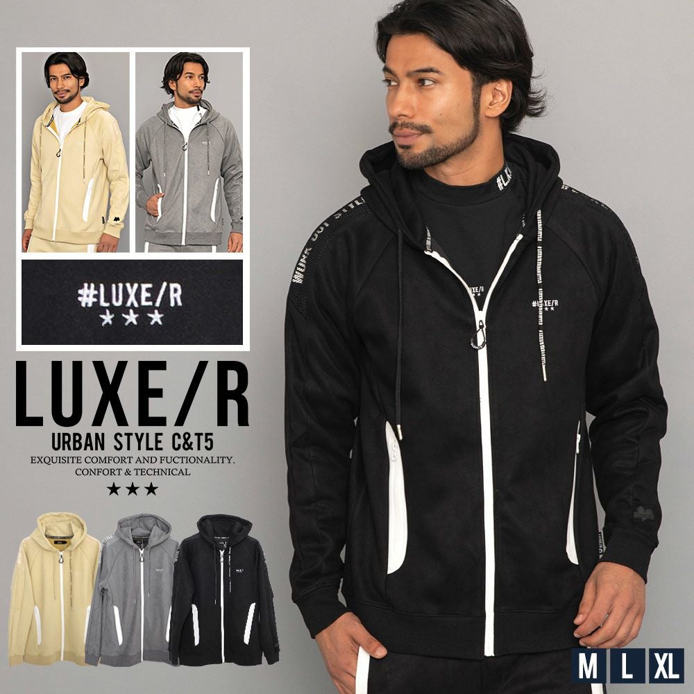 LUXE/R【ラグジュ】ストレッチ布帛半袖ZIPパーカー/全4色パーカー