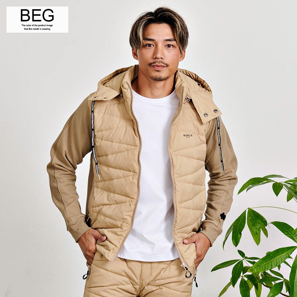 LUXE/R【ラグジュ】フリース×高密度ダウンフェザーZIP長袖パーカー/全4