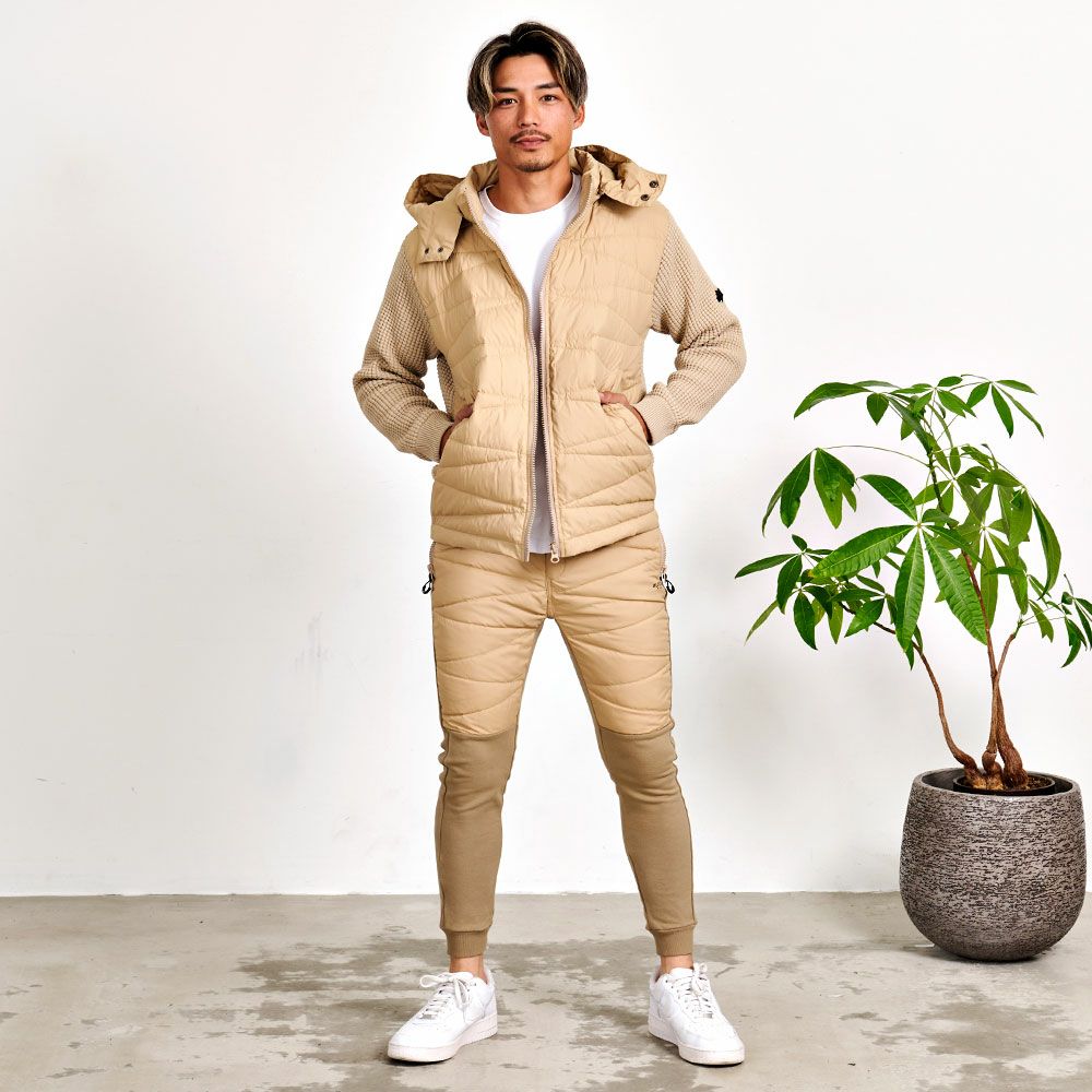 LUXE/R【ラグジュ】フリース×高密度ダウンフェザーZIP長袖パーカー/全4