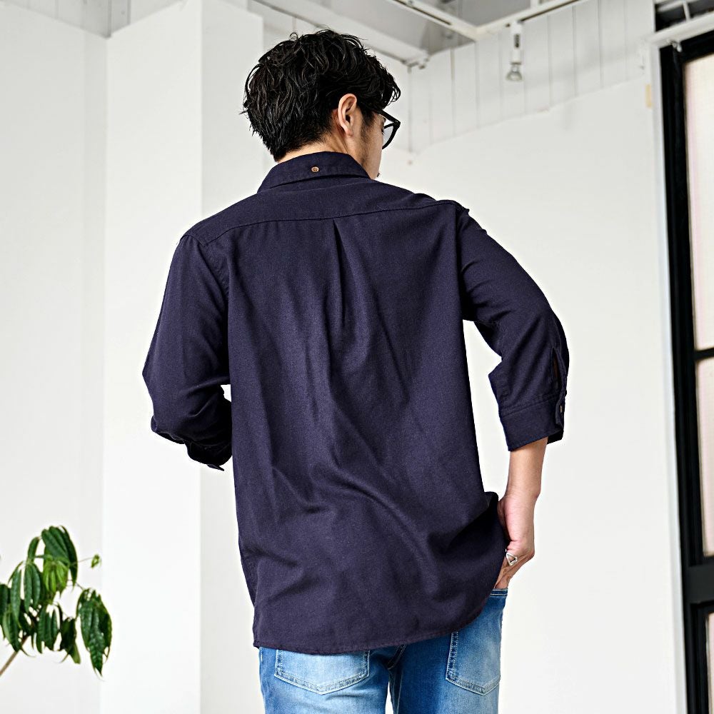 CavariA【キャバリア】リネンレーヨン7分袖カプリシャツ/全7色【メール