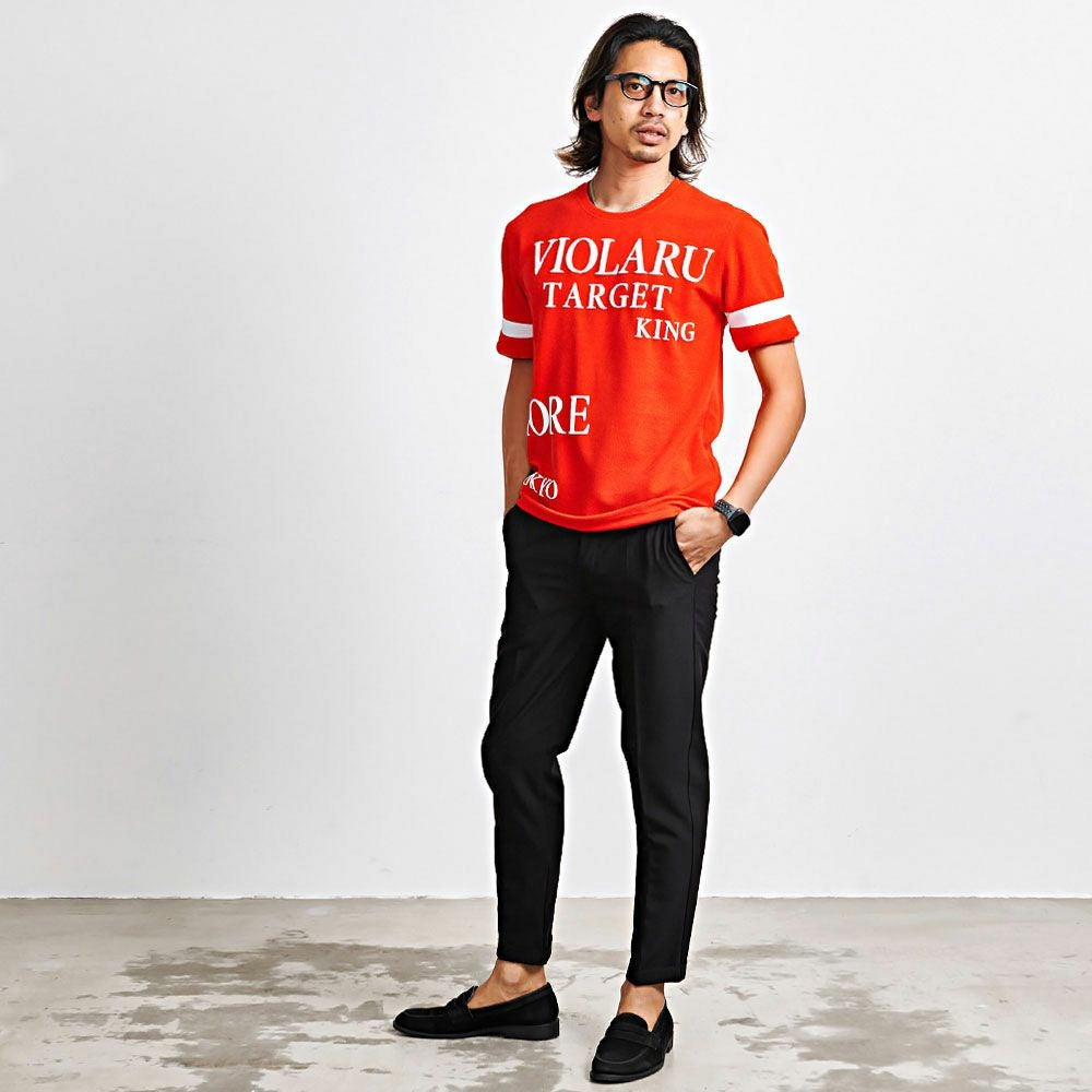 SALE】VIOLA【ヴィオラ】袖切替ライン クルー半袖Tシャツ/全3色