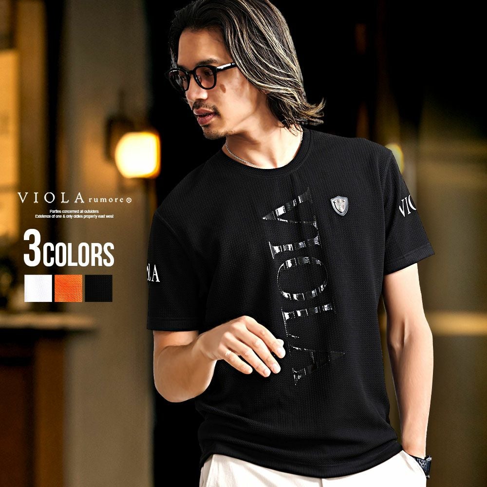 SALE】VIOLA【ヴィオラ】ステッチ天竺ラインストーンプリントVネック