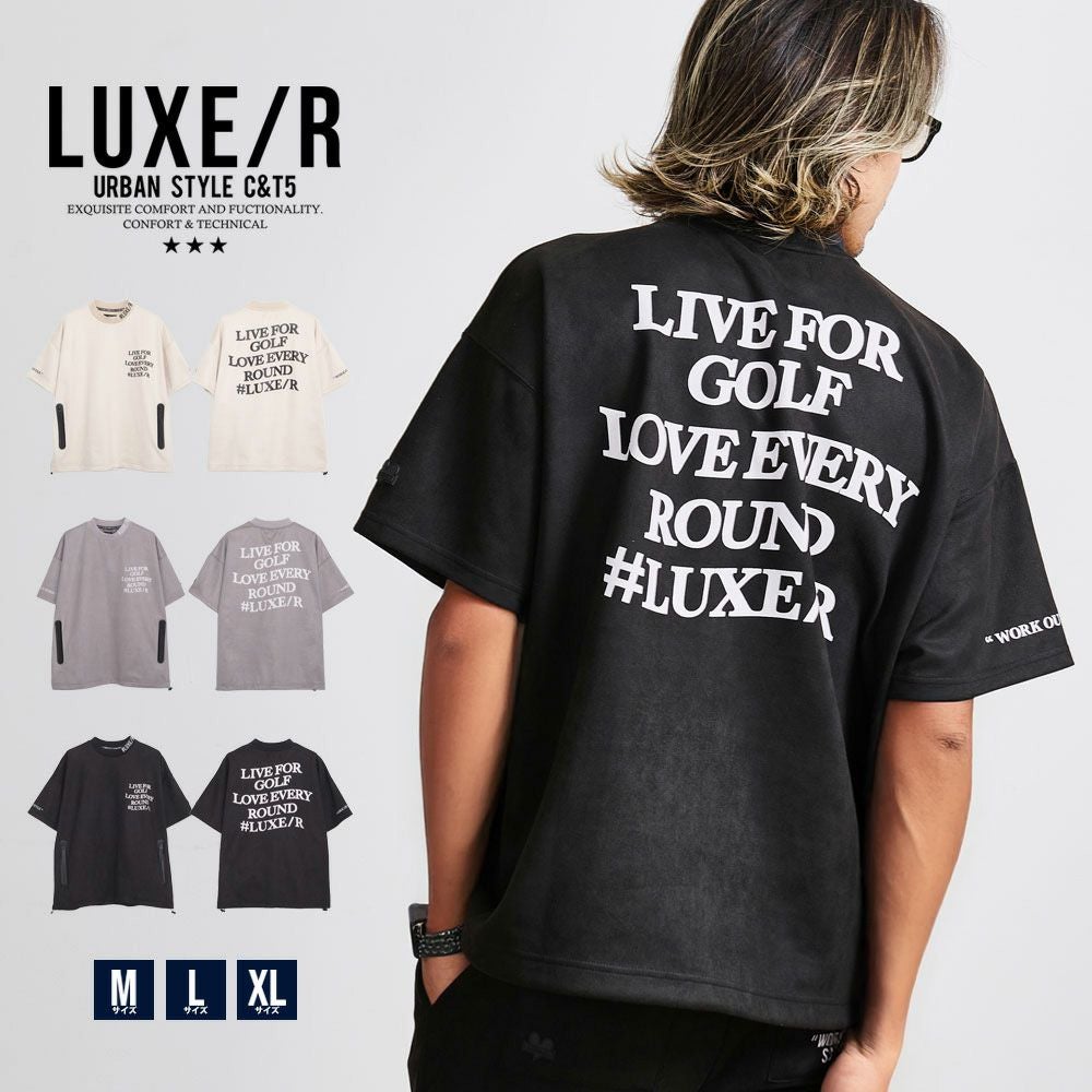LUXE/R【ラグジュ】ポリスウェードモックネック半袖Tシャツ/全3色