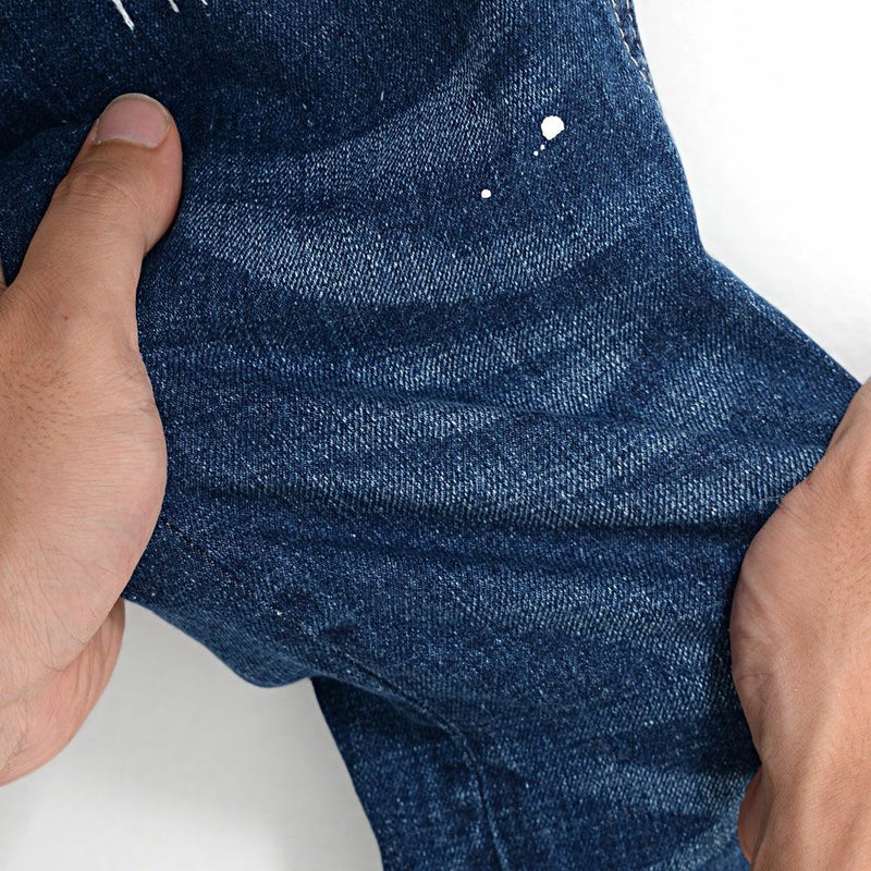 CavariA【キャバリア】ペンキ飛ばしダメージ加工リペアデニムパンツ/全 