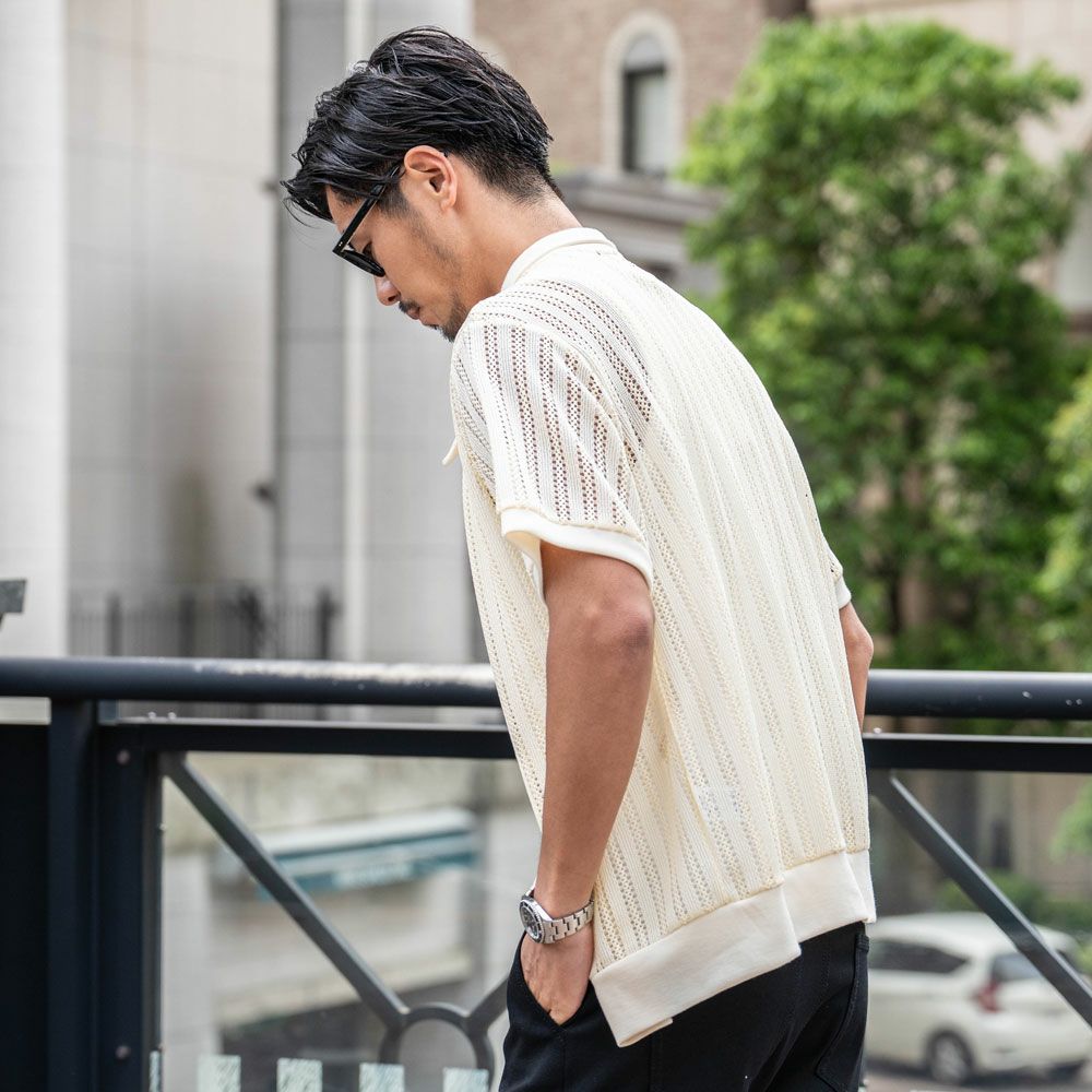 LOUIS CHAVLON【ルイシャブロン】LC透かし編み半袖シャツ+ノースリーブ