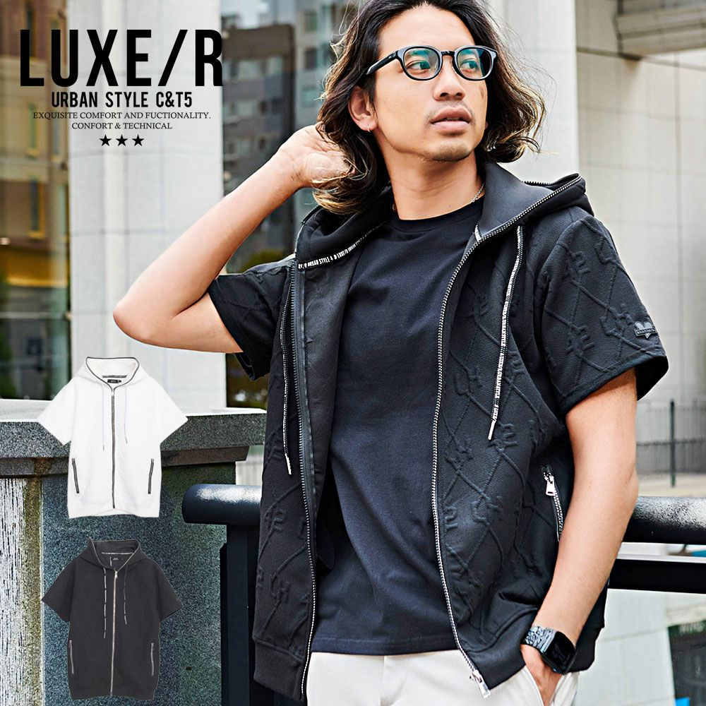 SALE】GLUXE/R【ラグジュ】エンボス箔ラインプリント長袖ジップアップ