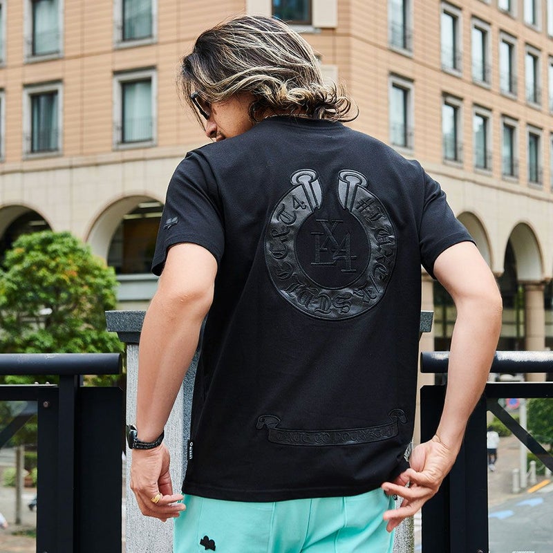 LUXE/R【ラグジュ】クルーネック PU貼り付け半袖Tシャツ/全3色【メール 