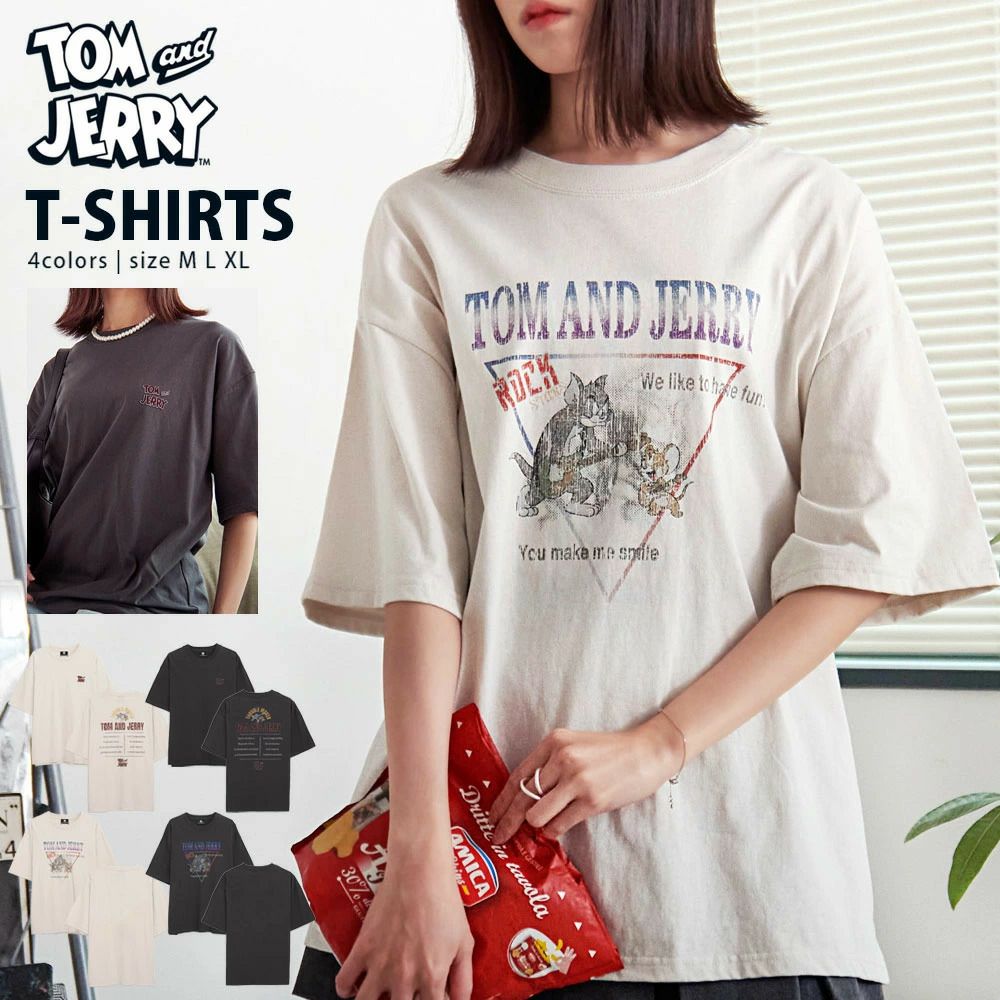 TOM&JERRY【トムとジェリー】TJミグメント風ROCK 半袖TEE/全4色