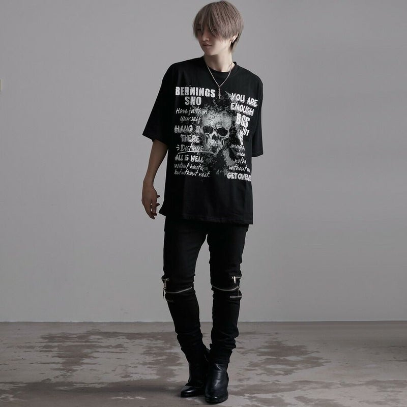 Bernings Sho【バーニングショー】天竺スカルPTBIGシルエットクルー 