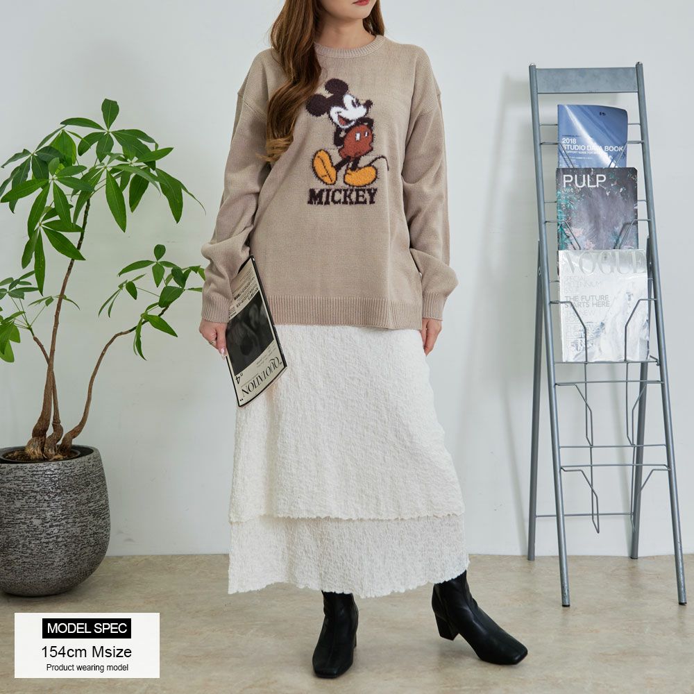 DISNEY【ディズニー】MIC ループ刺繍&シャギージャガードニット(MIC