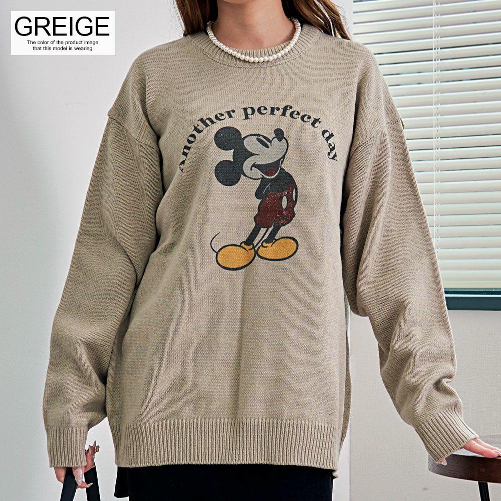 DISNEY【ディズニー】MIC 加工風PRINT長袖ニット(MIC)/全4色ニット