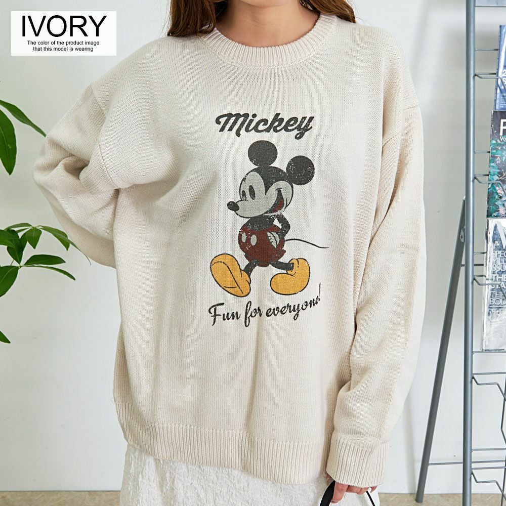 DISNEY【ディズニー】MIC 加工風PRINT長袖ニット(MIC)/全4色ニット