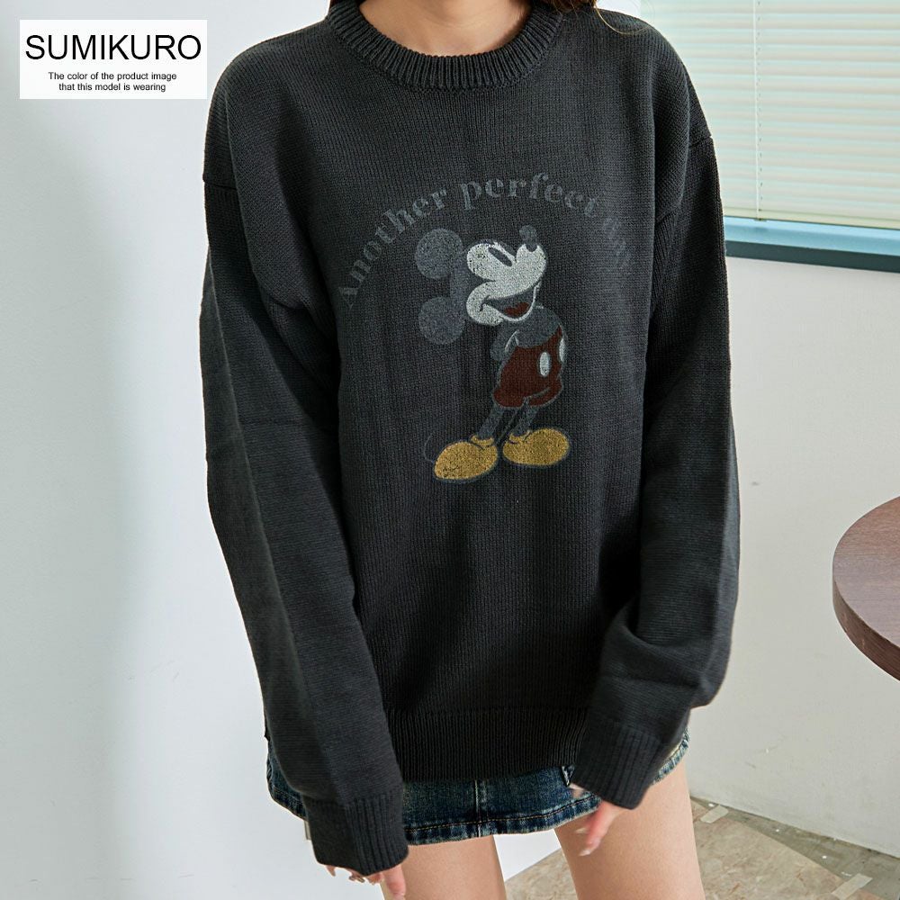 DISNEY【ディズニー】MIC 加工風PRINT長袖ニット(MIC)/全4色ニット
