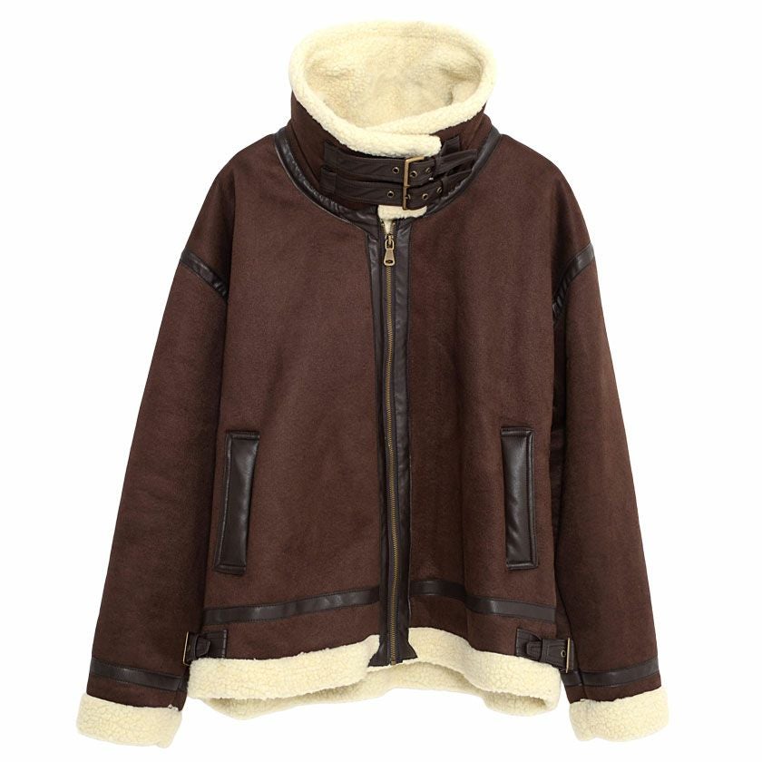 CavariA【キャバリア】フェイクムートン裏ボアジップアップ長袖