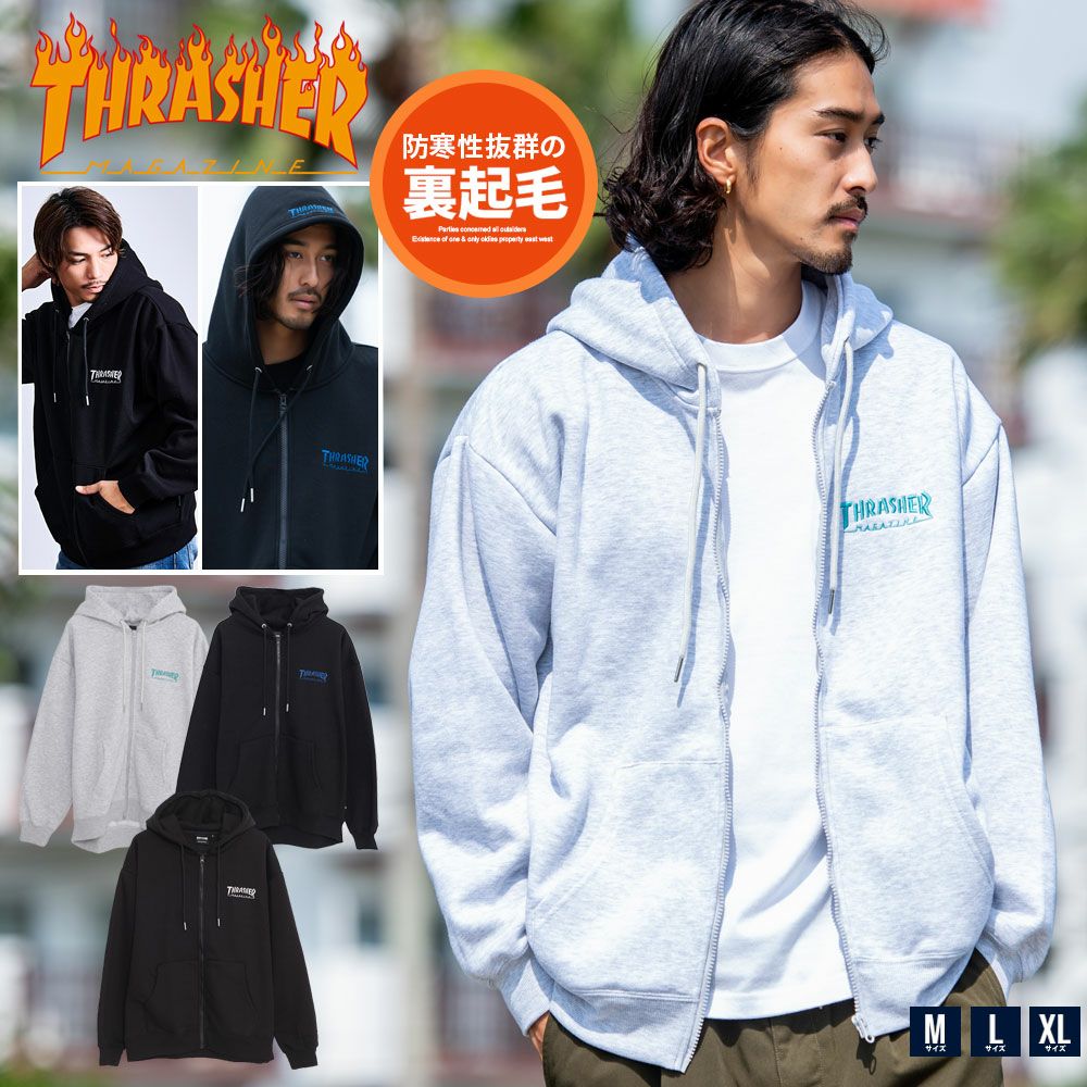 THRASHER【スラッシャー】裏起毛/FULL ZIP HOODIE長袖パーカー/全2色