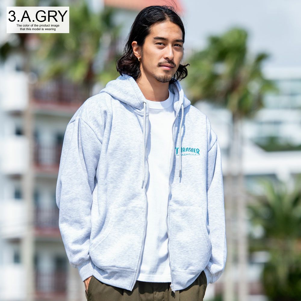 THRASHER【スラッシャー】裏起毛/FULL ZIP HOODIE長袖パーカー/全2色