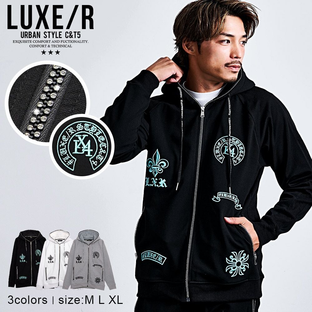 LUXE/R【ラグジュ】ストレッチ布帛半袖ZIPパーカー/全4色パーカー