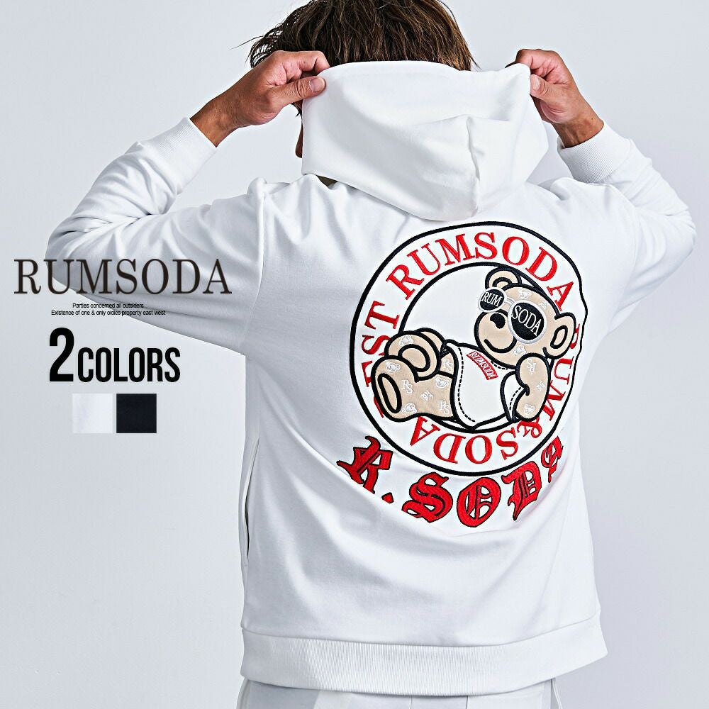 RUMSODA【ラムソーダ】ダブルフェイスツイルアップリケ刺繍ZIPパーカー