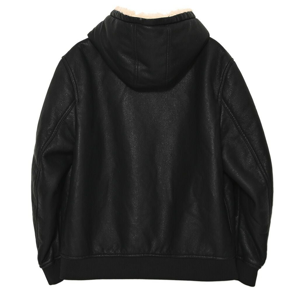 A'gem【エージェム】フード付き裏ボアPUレザージャケット/全1色