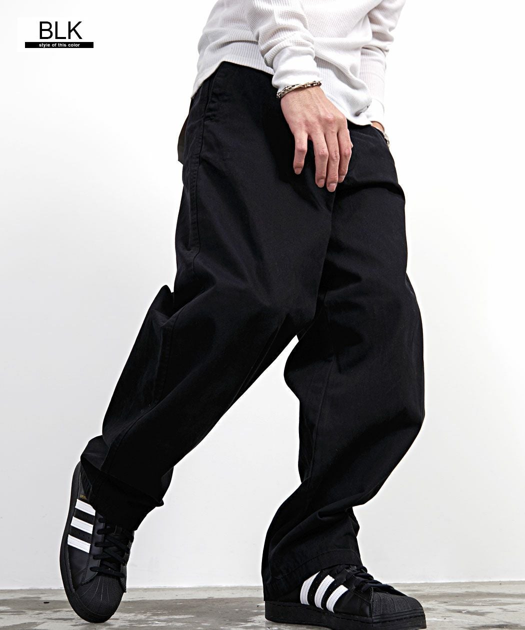 Hanes【ヘインズ】ワイドフィットノータックチノワイドパンツ/全3色