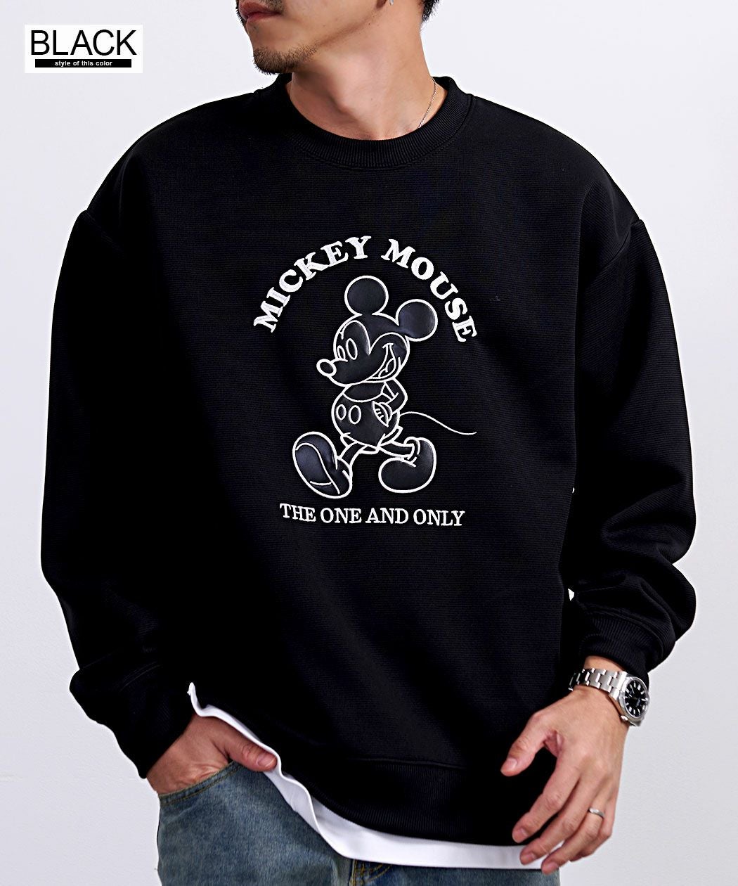 DISNEY【ディズニー】クルーネック MICKEY 長袖SWTシャツ/全4色