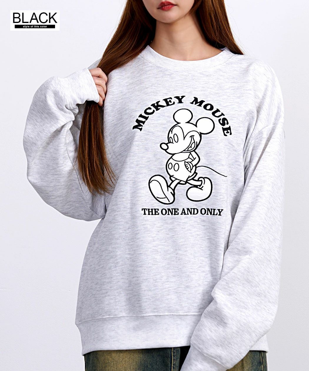 DISNEY【ディズニー】クルーネック MICKEY 長袖SWTシャツ/全4色