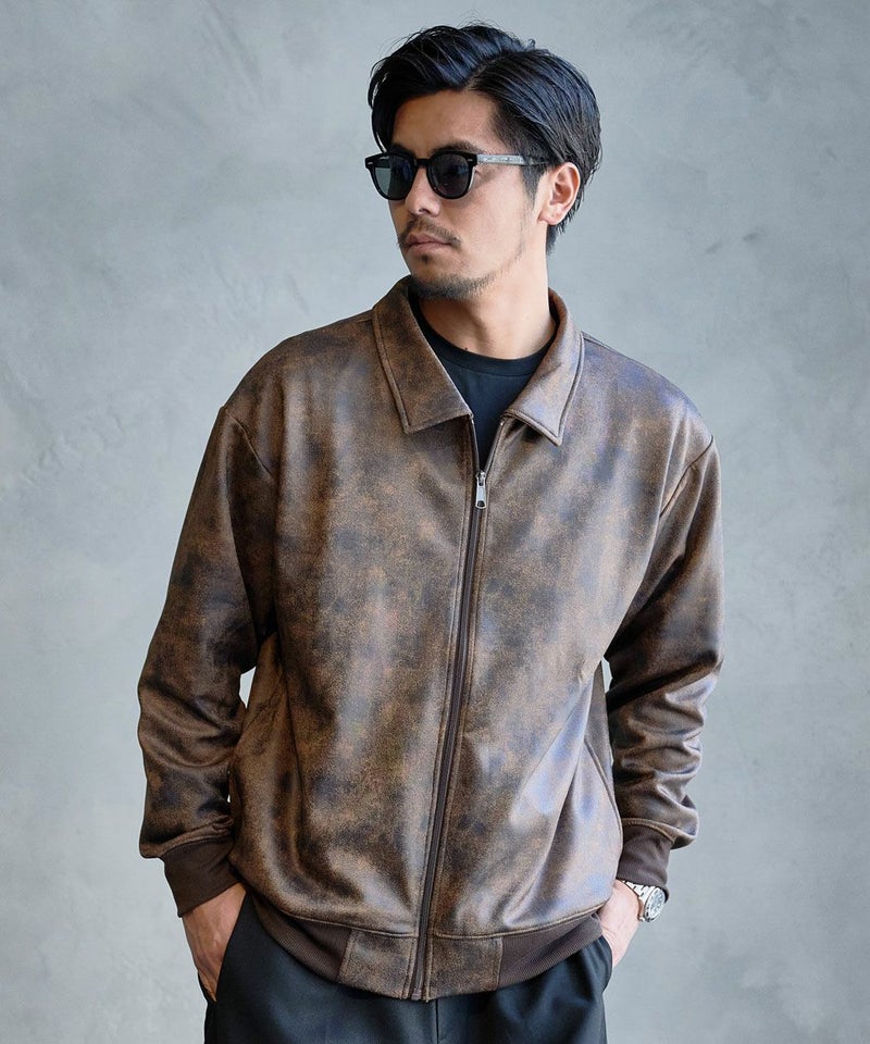 LOUIS CHAVLON【ルイシャブロン】レザー風ダンボール衿付きブルゾン/全 