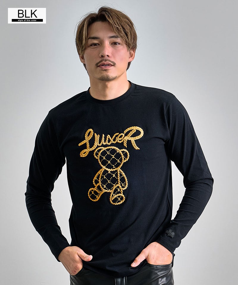 LUXE/R【ラグジュ】ロープ刺繍クマ柄長袖Tシャツ/全2色 | SILVER 