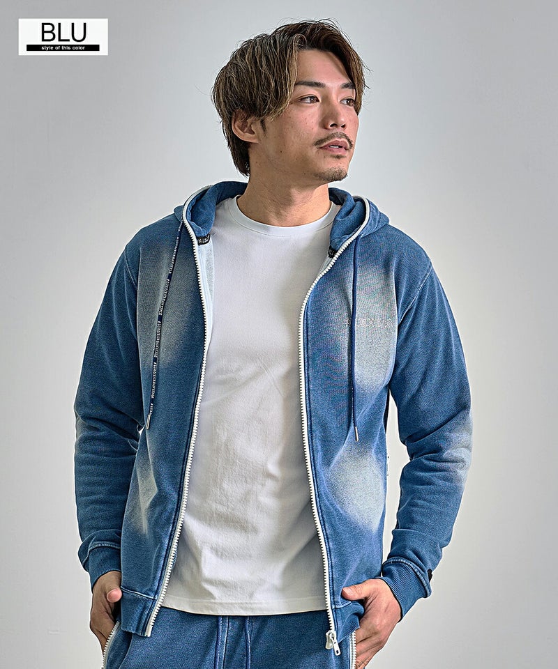 LUXE/R【ラグジュ】ラインストーンロゴカットデニムジップパーカー/全2 