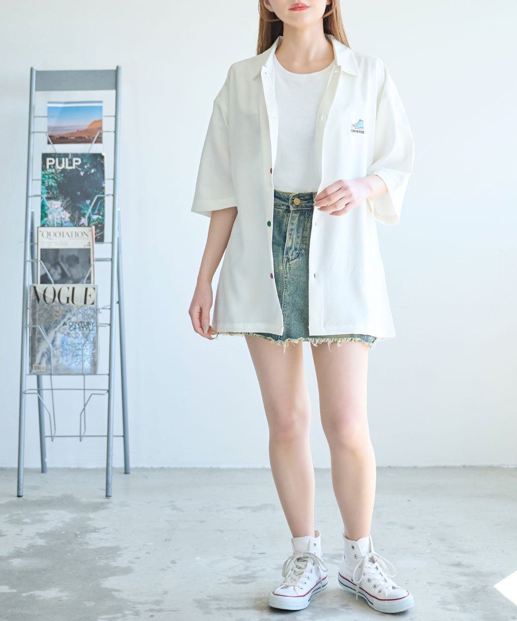 CONVERSE【コンバース】カラー釦オーバー半袖シャツ/全4色 | SILVER