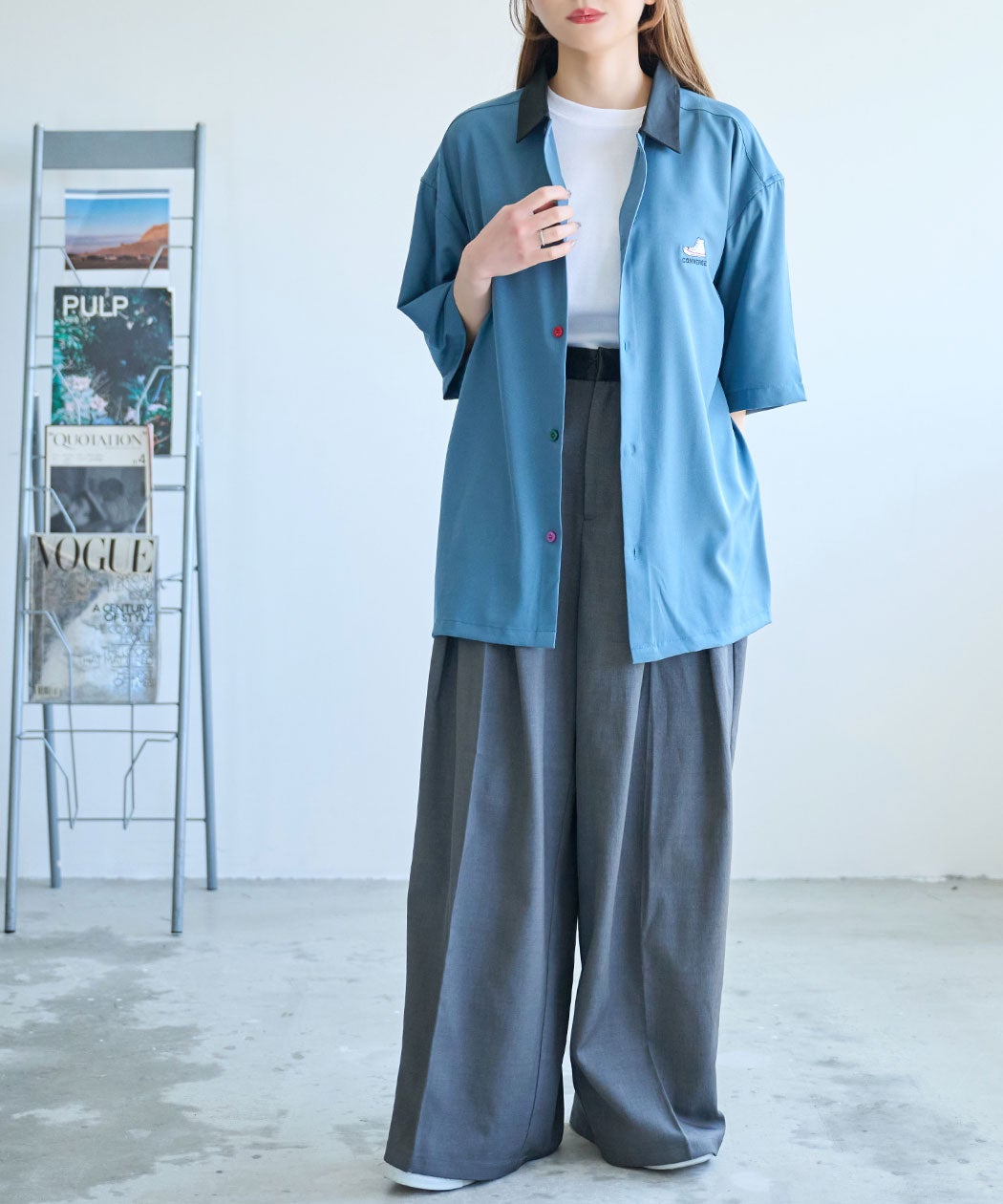 CONVERSE【コンバース】カラー釦オーバー半袖シャツ/全4色 | SILVER