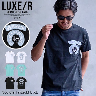 LUXE/R【ラグジュ】クルーネック デニムアーチロゴ半袖Tシャツ/全3色