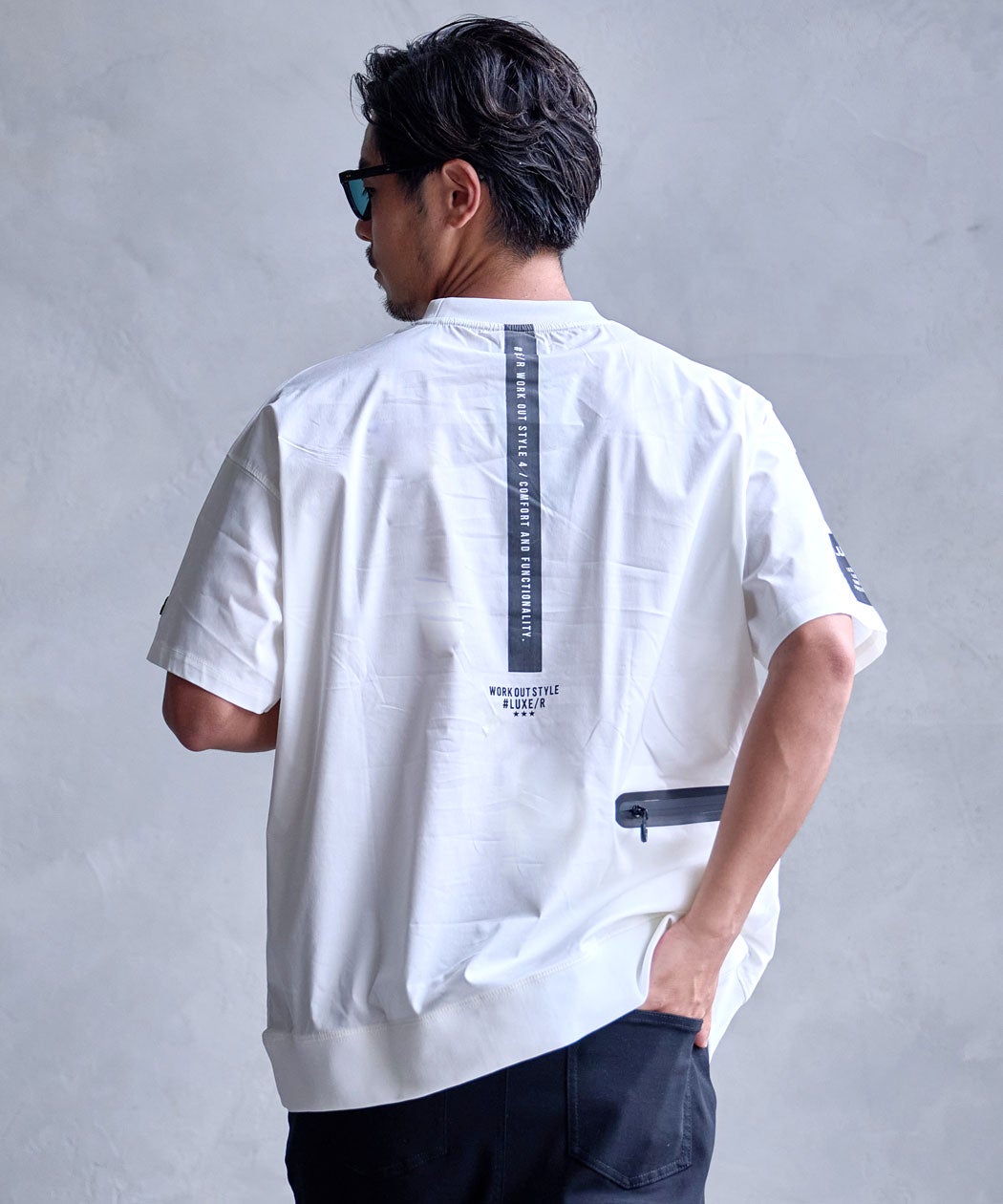 LUXE/R【ラグジュ】クルーネック ナイロンストレッチ布帛半袖Tシャツ