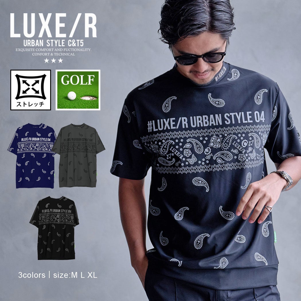 LUXE/R【ラグジュ】ペイズリーモックネック半袖Tシャツ/全3色