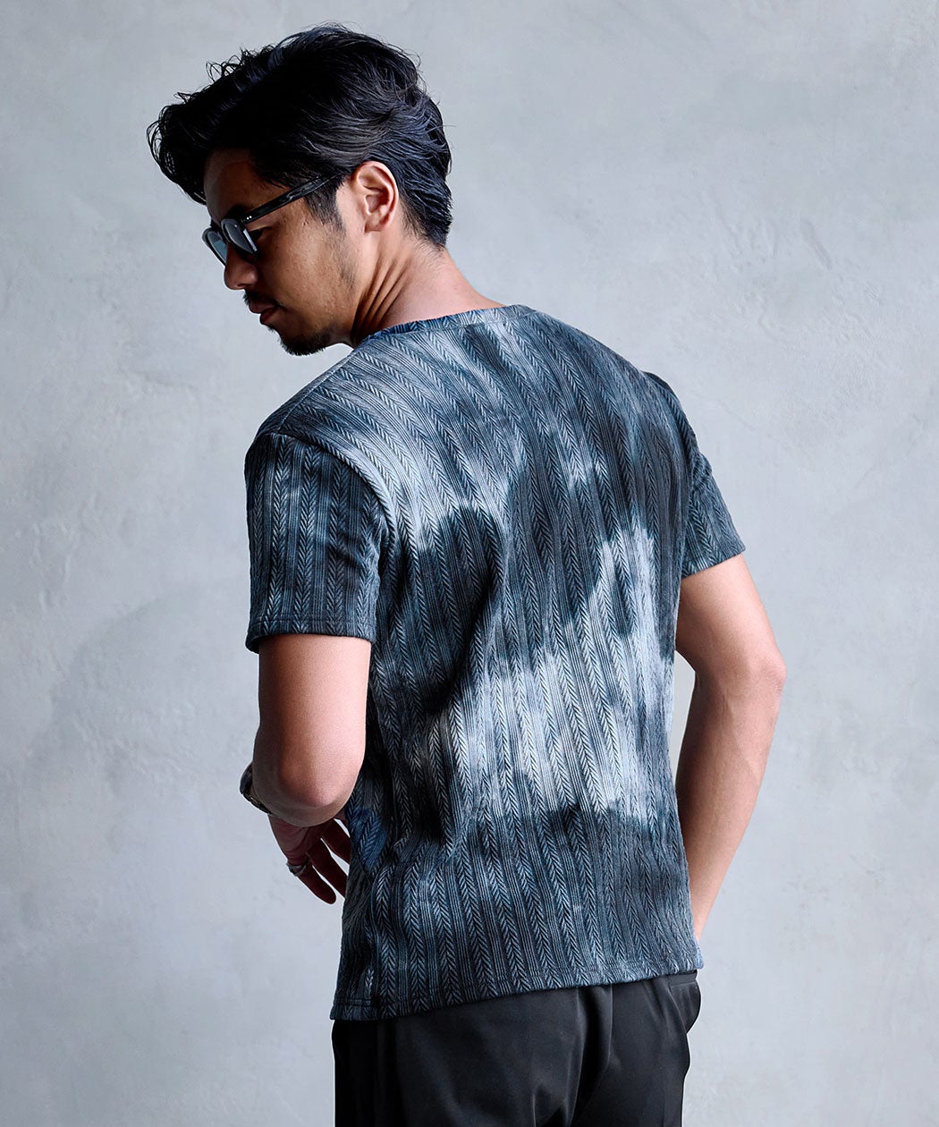 Bernings Sho【バーニングショー】タイダイヘリンボン半袖VネックTEE