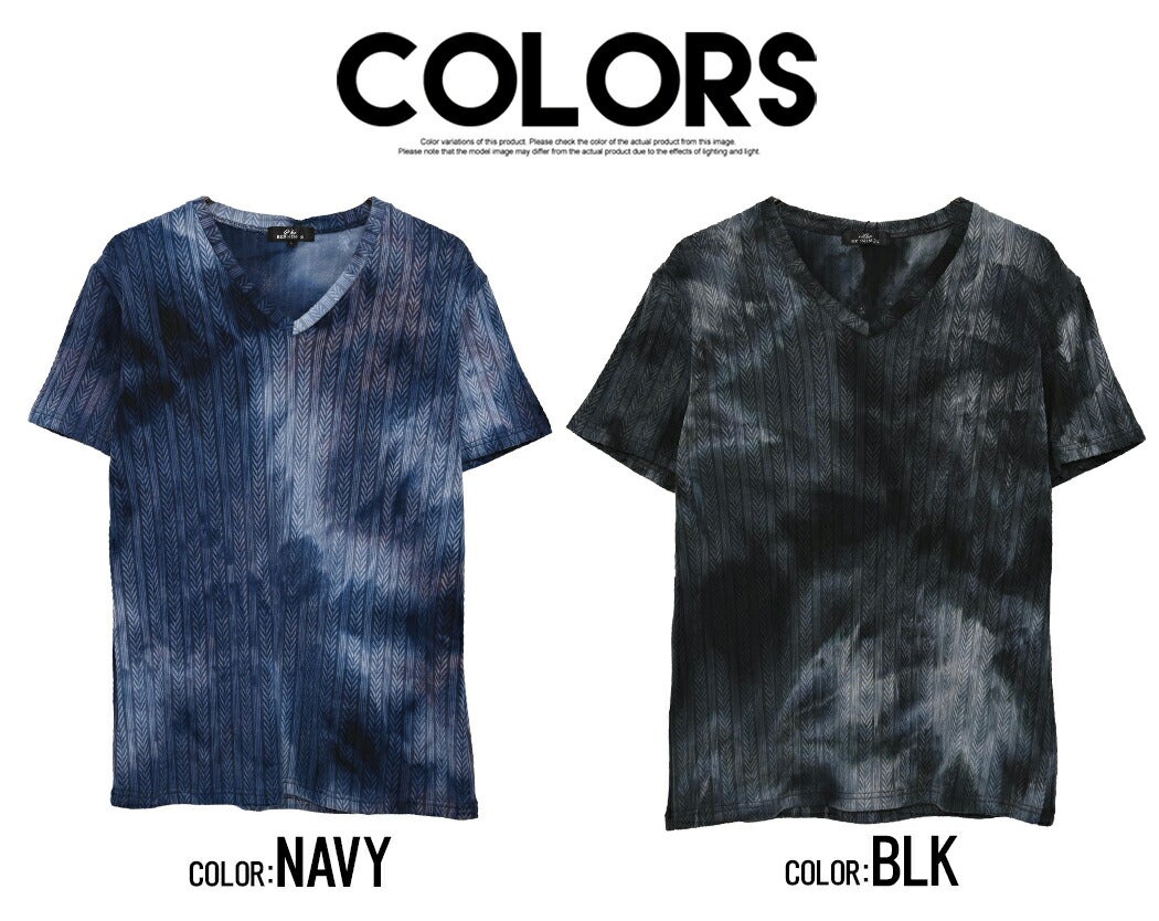 Bernings Sho【バーニングショー】タイダイヘリンボン半袖VネックTEE