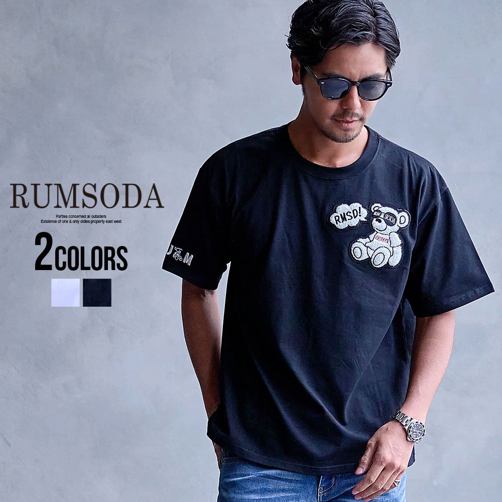 RUMSODA【ラムソーダ】RS天竺ワッペン刺セミBIGクルーTシャツ/全2色