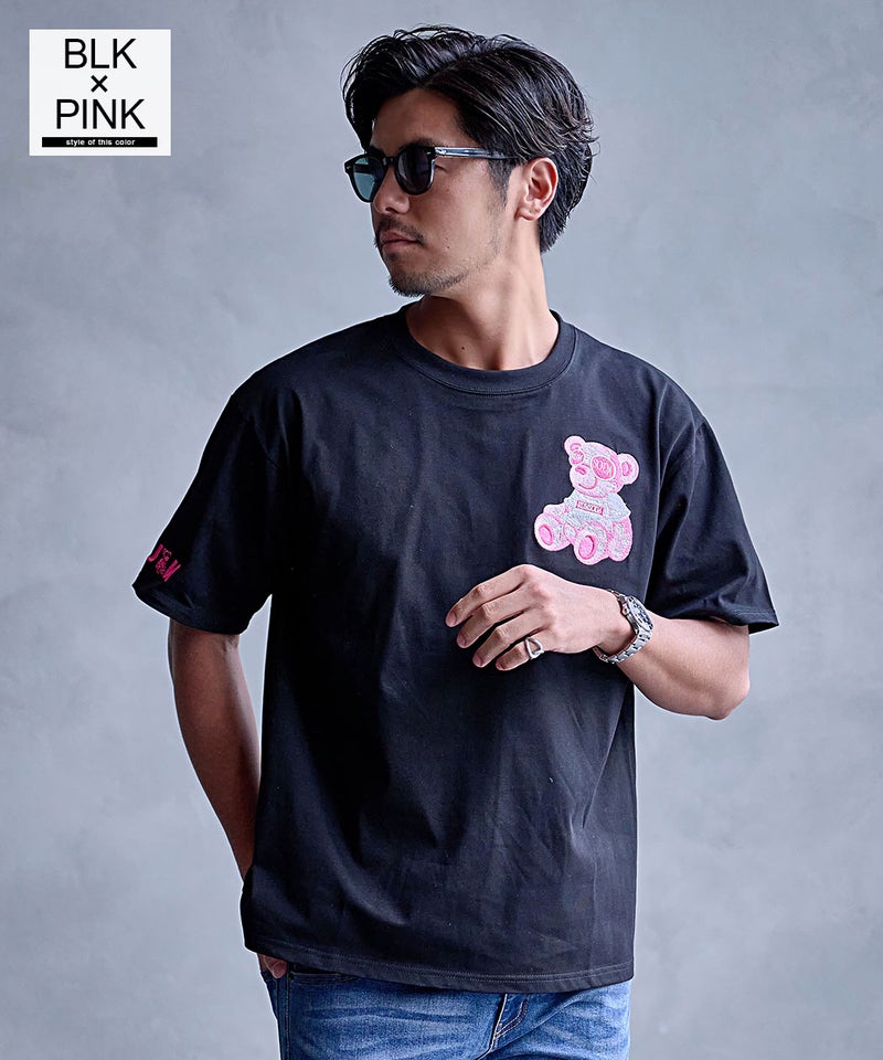 RUMSODA【ラムソーダ】RS天竺ベア刺セミBIGクルーTシャツ/全3色 