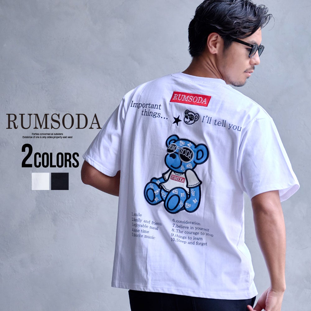 RUMSODAラムソーダRS天竺PT×ツイルアップリケ刺セミBIGクルーT⁄全2
