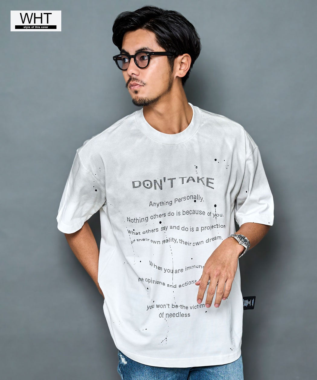 ARULE【アルール】ロゴラインストーン半袖Tシャツ /全2色 | SILVER