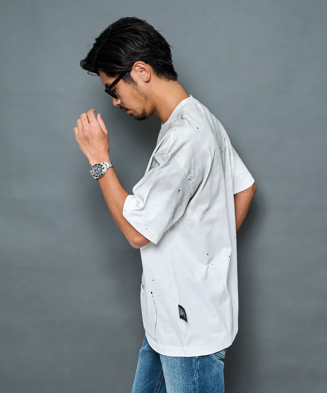 ARULE【アルール】ロゴラインストーン半袖Tシャツ /全2色 | SILVER
