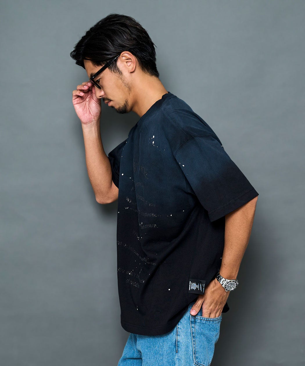 ARULE【アルール】ロゴラインストーン半袖Tシャツ /全2色 | SILVER