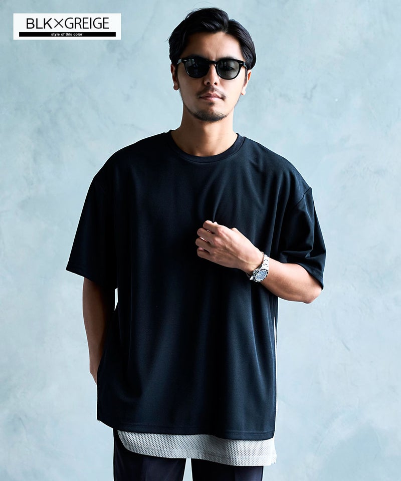 CavariA【キャバリア】メッシュレイヤード半袖Tシャツ/全2色 | SILVER 